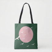 Modern Pink Sun & Birds Minimalist Art Tasche (Vorderseite)