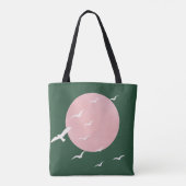 Modern Pink Sun & Birds Minimalist Art Tasche (Rückseite)