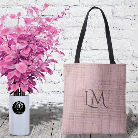 Modern Pink Taupe Monogram Glitter Detail Tasche