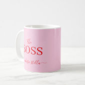 Modern Pink The Boss Name | Girly Gift Kaffeetasse (Vorderseite Links)