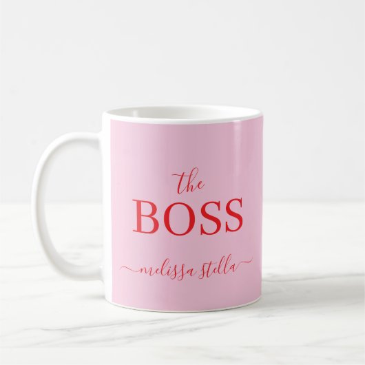 Modern Pink The Boss Name | Girly Gift Kaffeetasse (Links)