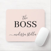 Modern Pink The Boss Name | Mädchenhaftes Geschenk Mousepad (Mit Mouse)