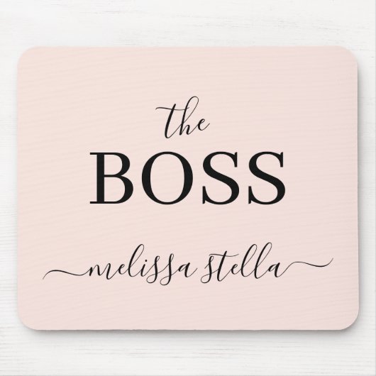Modern Pink The Boss Name | Mädchenhaftes Geschenk Mousepad (Vorne)