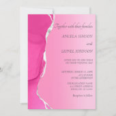 Modern Pink Torn-Edge Wedding Einladung (Vorderseite)