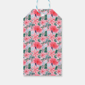 Modern Pink Tropical Christmas Flowers Photo Geschenkanhänger (Rückseite)
