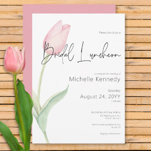 Modern Pink Tulip Solo Bridal Luncheon Einladung