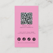 Modern Pink Turquoise Hair Styling Flat Design QR Visitenkarte (Rückseite)