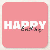 Modern Pink Typografy Happy Birthday Party Rechteckiger Pappuntersetzer (Vorderseite)