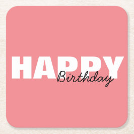 Modern Pink Typografy Happy Birthday Party Rechteckiger Pappuntersetzer