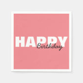 Modern Pink Typografy Happy Birthday Party Serviette (Vorderseite)