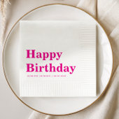 Modern Pink Typography Birthday Serviette