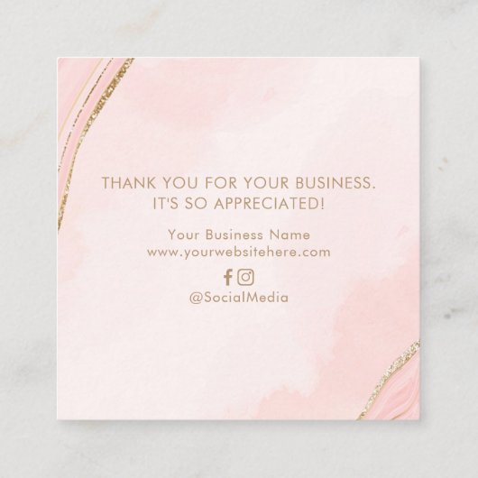 Modern Pink und Tan Danke Business Card Telefonnummerkarte (Rückseite)