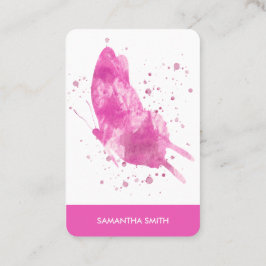 Modern Pink Watercolor Butterfly Artist Visitenkarte