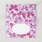 Modern Pink Watercolor Butterfly Platzkarte (Außenseite Aufgefaltet)