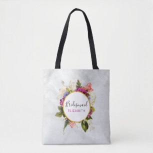 Modern Pink Watercolor Floral Bouquet Bridesmaid Tasche