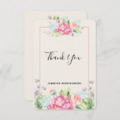 Modern Pink Watercolor Floral Bouquet Vielen Dank Dankeskarte (Vorne/Hinten)