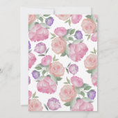 Modern Pink & Watercolor Floral Wedding  Einladung (Rückseite)