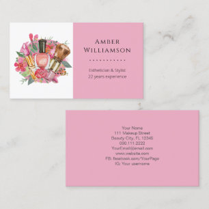 Modern Pink Watercolor Makeup Artist Girly Chic Visitenkarte
