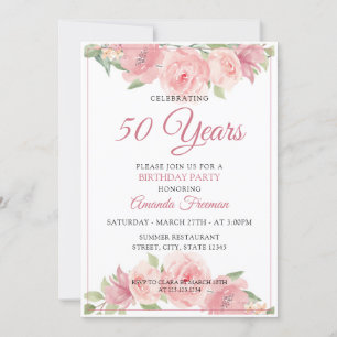 Modern Pink Watercolor Rose Mutter Geburtstag Einladung