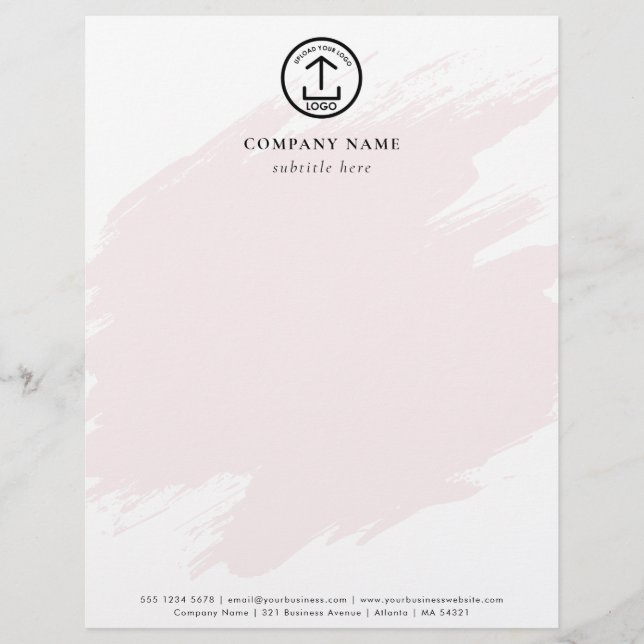 Modern Pink Watercolor Template Business Logo Briefbogen (Vorderseite)