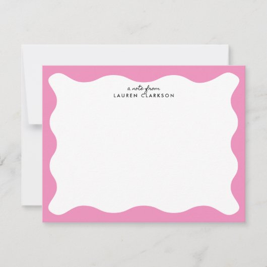 Modern Pink Wavy Frame Stationery Note Card Einladung (Vorderseite)