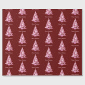 Modern Pink Weihnachtsbaum Rot Geschenkpapier (Flach)