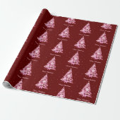 Modern Pink Weihnachtsbaum Rot Geschenkpapier (Ungerollt)