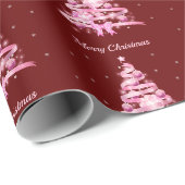 Modern Pink Weihnachtsbaum Rot Geschenkpapier (Rolleneckpunkt)