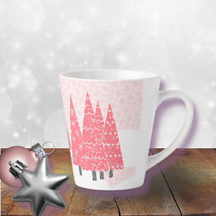 Modern Pink Weihnachtsbaume Monogramm Milchtasse