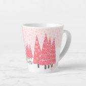 Modern Pink Weihnachtsbaumen Monogram Milchtasse (Rechte Ecke)