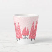 Modern Pink Weihnachtsbaumen Monogram Milchtasse (Vorderseite)