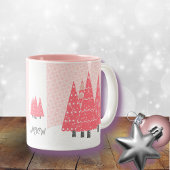 Modern Pink Weihnachtsbaumen Monogram Zweifarbige Tasse