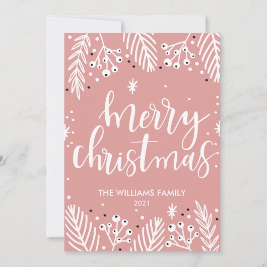 Modern Pink Weihnachtskarte Feiertagskarte (Vorderseite)