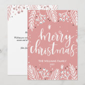 Modern Pink Weihnachtskarte Feiertagskarte (Vorne/Hinten)