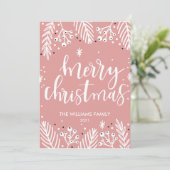 Modern Pink Weihnachtskarte Feiertagskarte (Stehend Vorderseite)