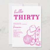 Modern Pink Western Disco 30th Birthday Party Einladung (Vorderseite)
