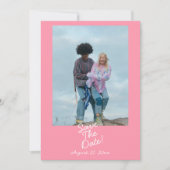 Modern Pink Whimsical Summer Fun Photo Wedding Save The Date (Vorderseite)