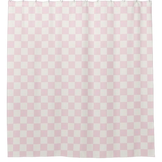 Modern Pink White Checkered Pattern Duschvorhang (Vorderseite)