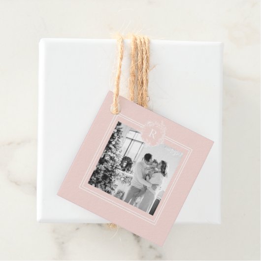 Modern Pink & White Family Foto | Geschenkanhänger (Beispiel)
