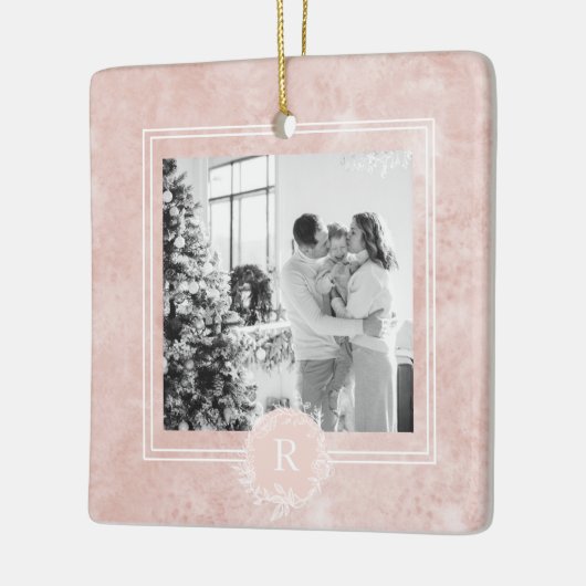 Modern Pink & White Family Foto | Keramikornament (Links)