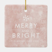 Modern Pink & White Family Foto | Keramikornament (Rückseite)