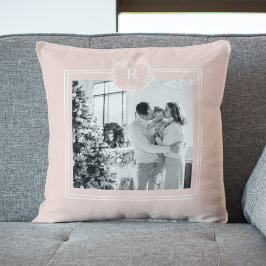 Modern Pink & White Family Foto | Kissen
