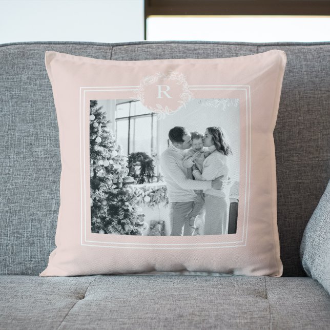 Modern Pink & White Family Foto | Kissen (Von Creator hochgeladen)