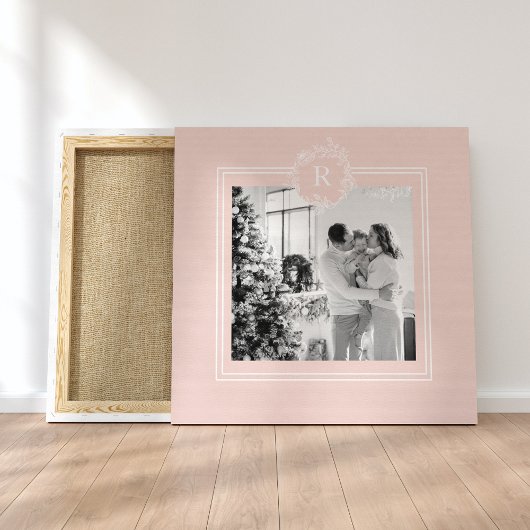 Modern Pink & White Family Foto | Leinwanddruck
