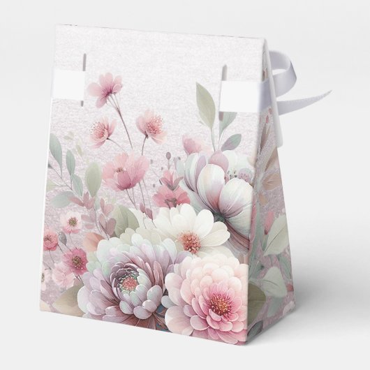 Modern Pink White Floral Gevor Box Geschenkschachtel (Rückseite)
