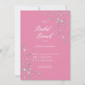 Modern Pink & White Glam Diamonds Bridal Brunch Einladung (Vorderseite)