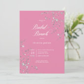 Modern Pink & White Glam Diamonds Bridal Brunch Einladung (Stehend Vorderseite)