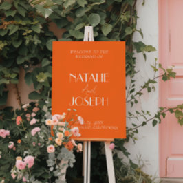 Modern Pink White Minimal Wedding Welcome Sign