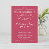 Modern Pink White Palentine's Day Party Invitation Einladung (Stehend Vorderseite)