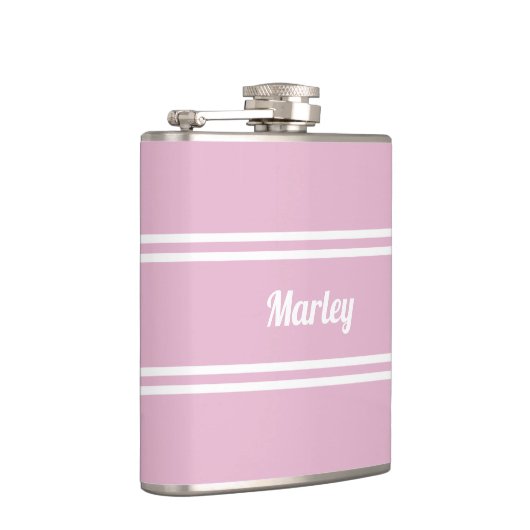 Modern Pink & White Personalized Name Golf Gift Flachmann (Rechts)